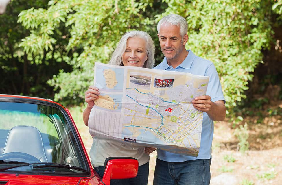 couple viewing road map